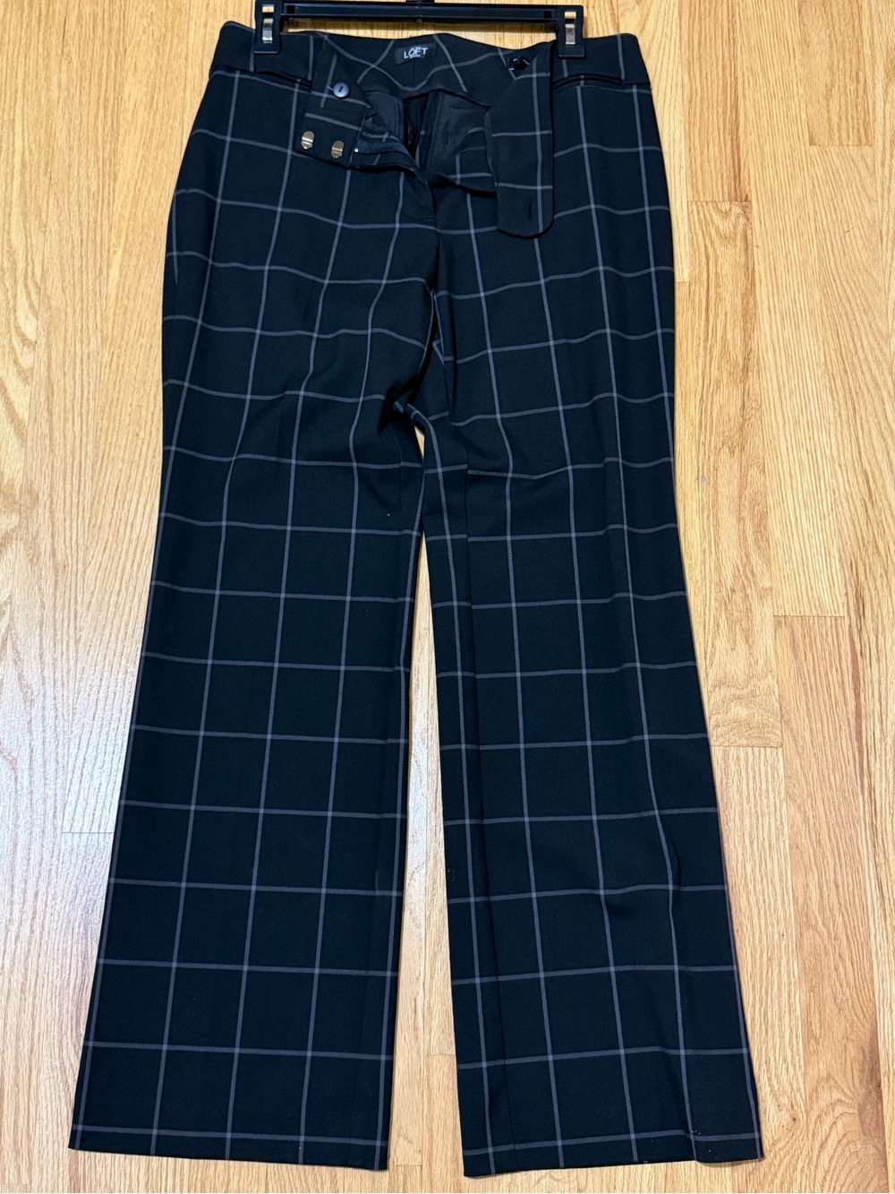 Women’s Ann Taylor Loft Black Windowpane Wide-Leg Pants, Size 6P, NWOT